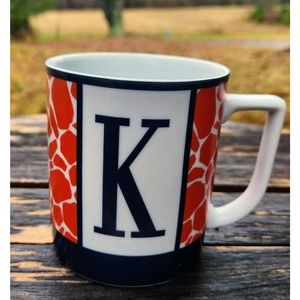 C Wonder Orange & Blue Monogram Initial "K" Coffee Tea Mug